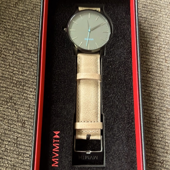 Mens MVMT watch with tan strap